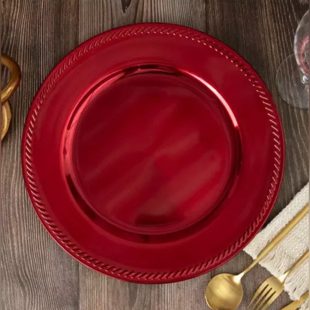 JCP Home - 13” Rope Braid Charger Plate - Set of 6 - Metallic Red